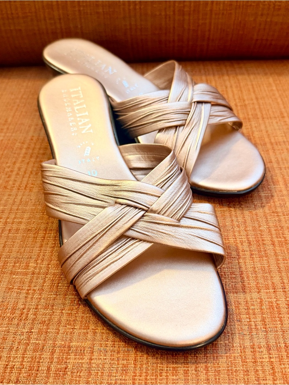 Italian Shoemakers Metallic Champagne Slide Mules